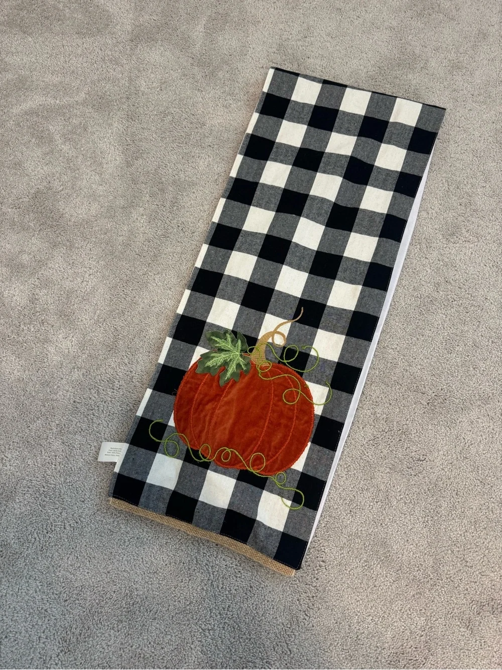 Embroidered Pumpkin Buffalo Check Runner
